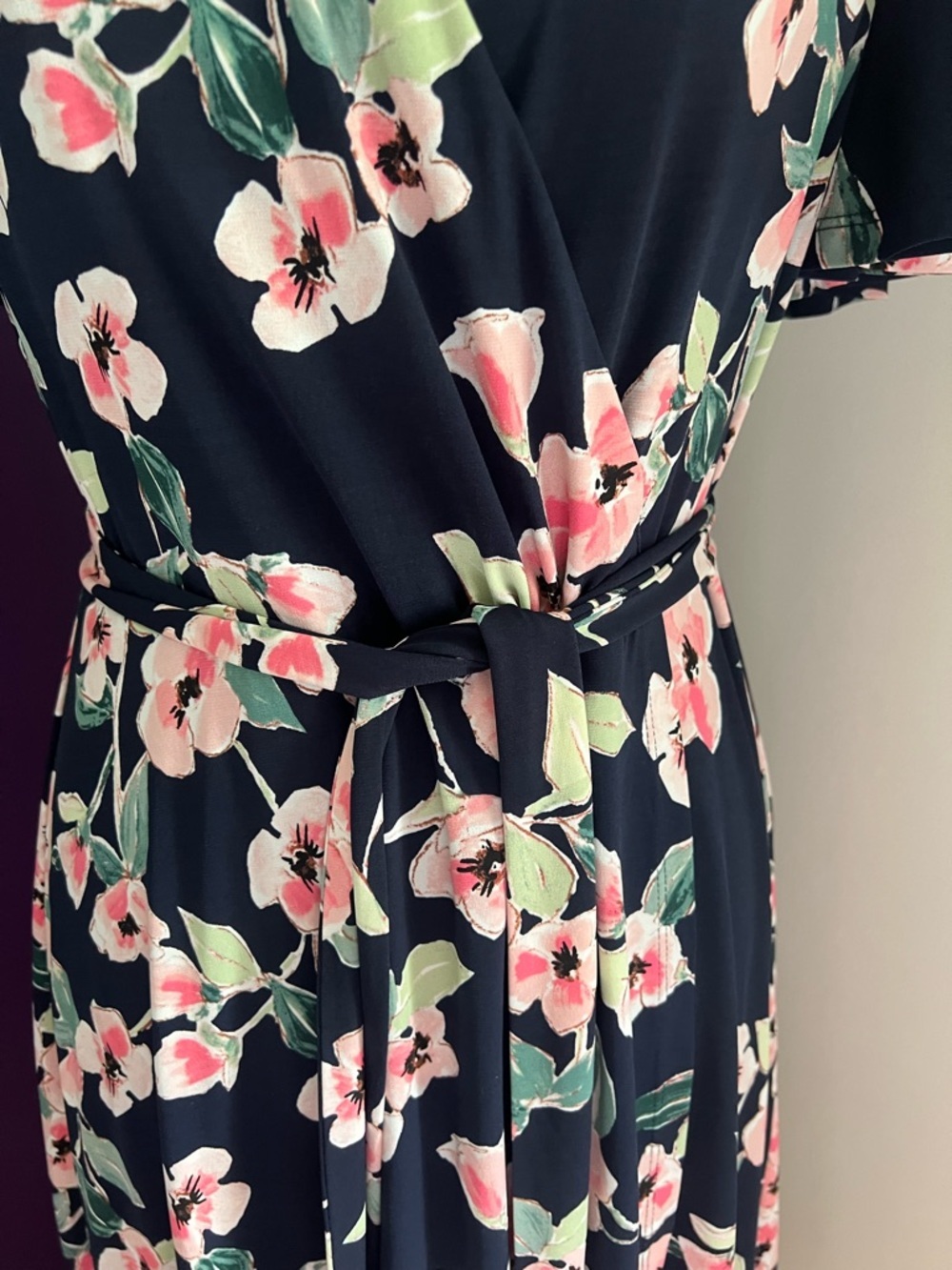 Eliza J Navy & Floral Faux Wrap Dress - Picture 4 of 9